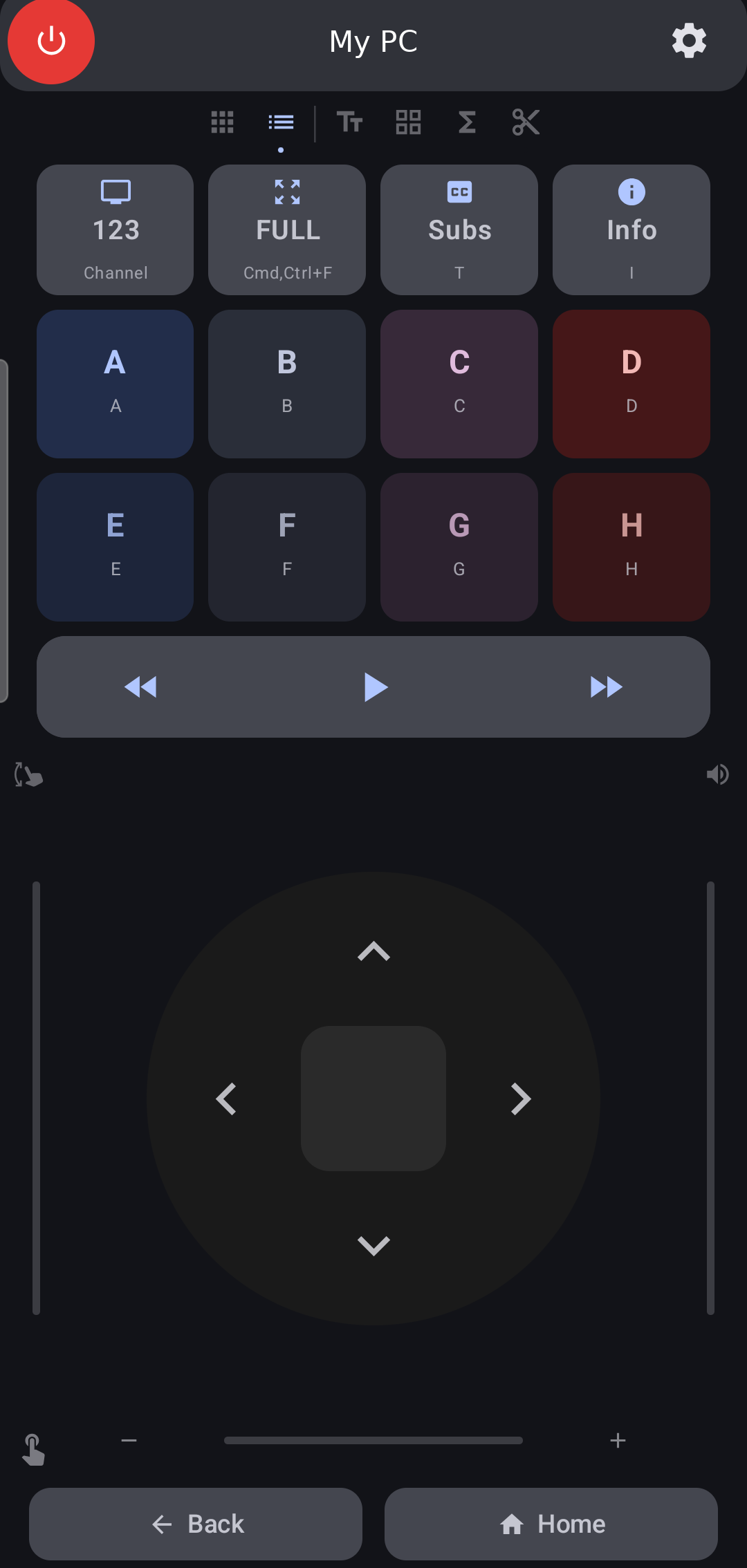 Channel Controls page