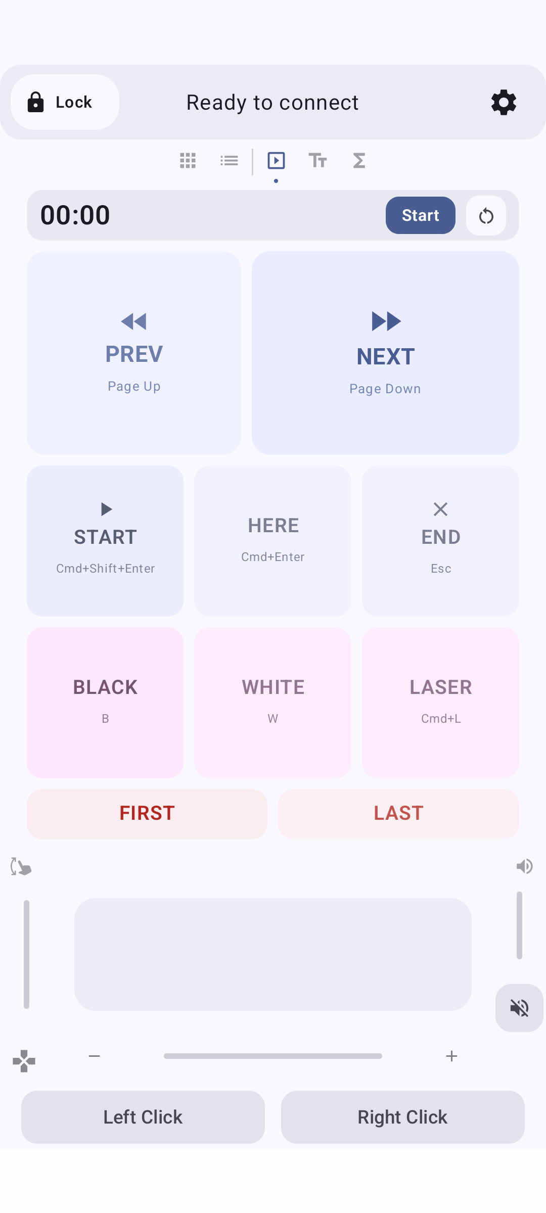 Presentation Controls page